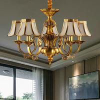 5/6/8 Heads Beige Frosted Glass Pendant Chandelier Gold Finish - Rebooters