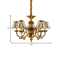 5/6/8 Heads Beige Frosted Glass Pendant Chandelier Gold Finish - Rebooters