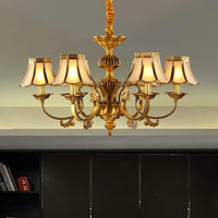 5/6/8 Heads Beige Frosted Glass Pendant Chandelier Gold Finish - Rebooters