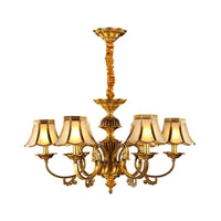5/6/8 Heads Beige Frosted Glass Pendant Chandelier Gold Finish - Rebooters