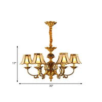 5/6/8 Heads Beige Frosted Glass Pendant Chandelier Gold Finish - Rebooters