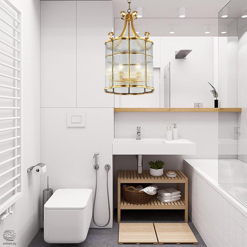 22"/23" H 4 Bulbs Cylinder Pendant Lamp Colonial Gold Chandelier - Rebooters