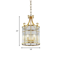 22"/23" H 4 Bulbs Cylinder Pendant Lamp Colonial Gold Chandelier - Rebooters