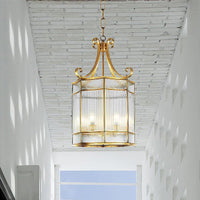 22"/23" H 4 Bulbs Cylinder Pendant Lamp Colonial Gold Chandelier - Rebooters