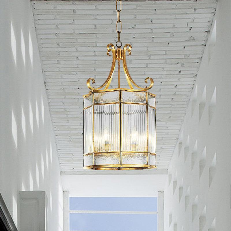 22"/23" H 4 Bulbs Cylinder Pendant Lamp Colonial Gold Chandelier - Rebooters