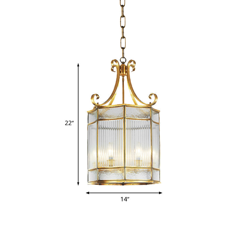 22"/23" H 4 Bulbs Cylinder Pendant Lamp Colonial Gold Chandelier - Rebooters