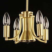 5 Bulbs Sandblasted Glass Chandelier Colonial Brass Dome - Rebooters
