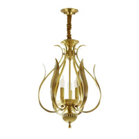 3 Bulbs Candle Hanging Chandelier Colonial Gold Metal Lamp - Rebooters
