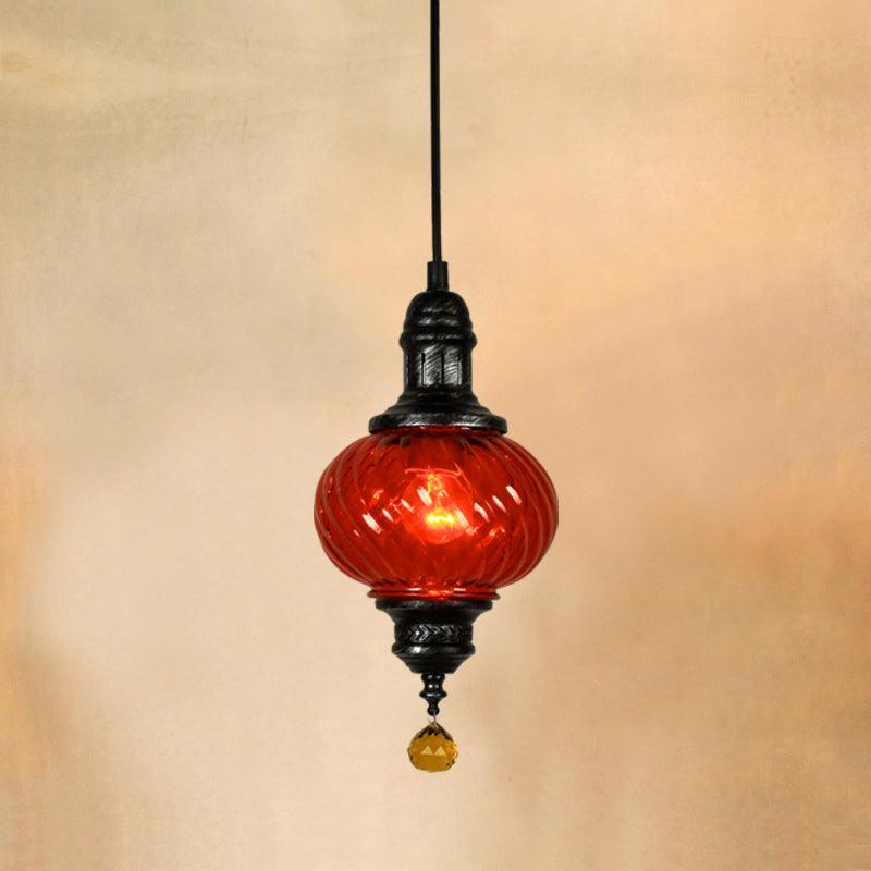 1 Light Pendant Lighting Moroccan Oval Textured Glass Ceiling Light - Rebooters