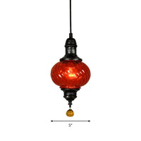 1 Light Pendant Lighting Moroccan Oval Textured Glass Ceiling Light - Rebooters