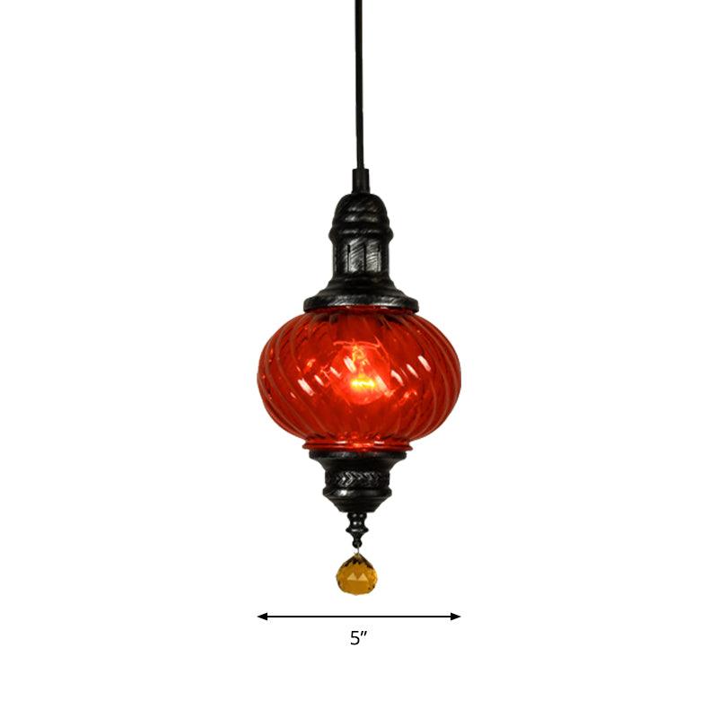 1 Light Pendant Lighting Moroccan Oval Textured Glass Ceiling Light - Rebooters