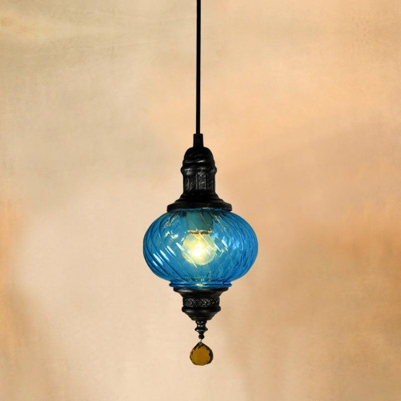 1 Light Pendant Lighting Moroccan Oval Textured Glass Ceiling Light - Rebooters
