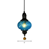 1 Light Pendant Lighting Moroccan Oval Textured Glass Ceiling Light - Rebooters