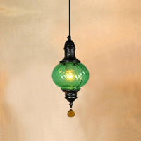 1 Light Pendant Lighting Moroccan Oval Textured Glass Ceiling Light - Rebooters