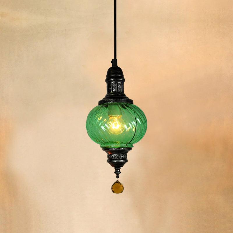 1 Light Pendant Lighting Moroccan Oval Textured Glass Ceiling Light - Rebooters