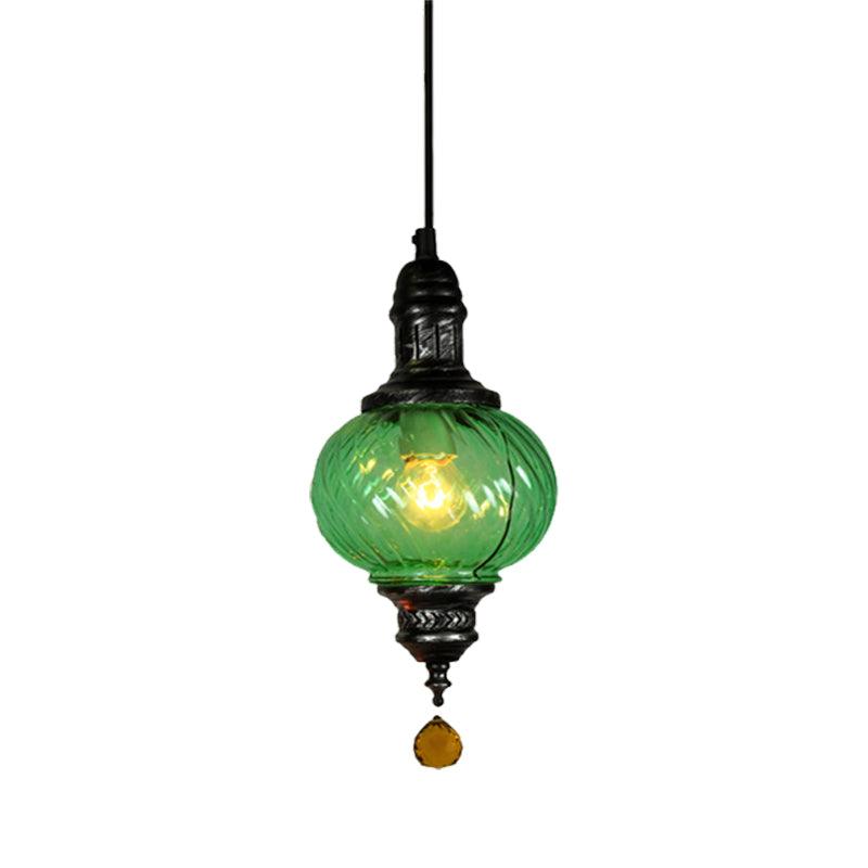 1 Light Pendant Lighting Moroccan Oval Textured Glass Ceiling Light - Rebooters