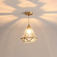 8/10 Inch Wide 1 Light Pendant Lighting Fixture Brass Glass - Rebooters