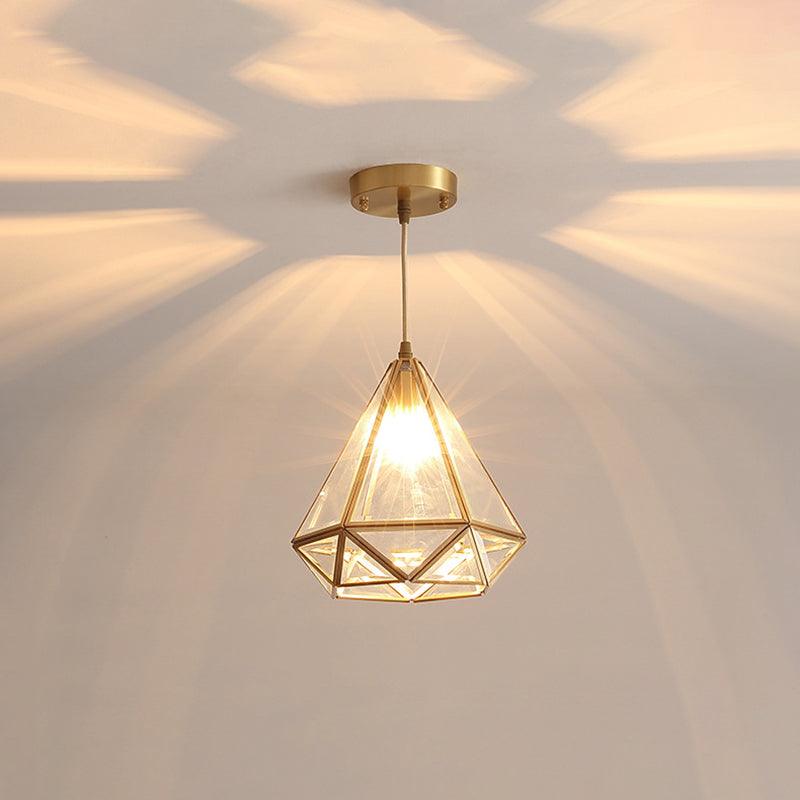 8/10 Inch Wide 1 Light Pendant Lighting Fixture Brass Glass - Rebooters