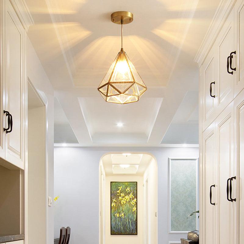 8/10 Inch Wide 1 Light Pendant Lighting Fixture Brass Glass - Rebooters