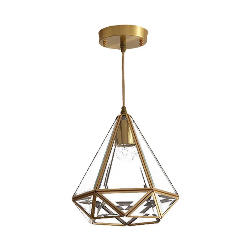 8/10 Inch Wide 1 Light Pendant Lighting Fixture Brass Glass - Rebooters