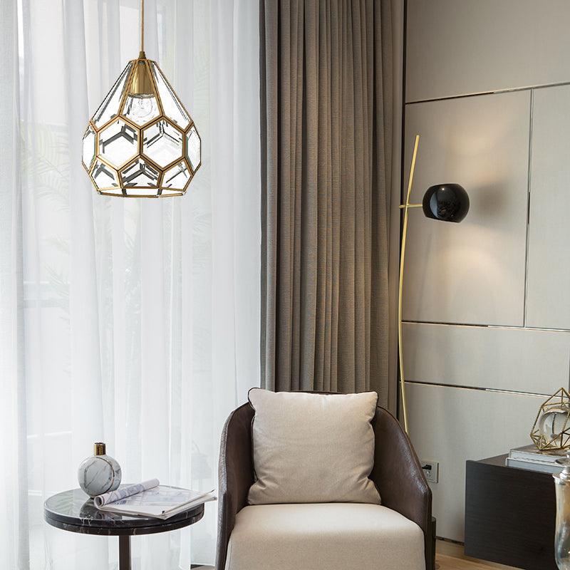 8/10 Inch Wide 1 Light Pendant Lighting Fixture Brass Glass - Rebooters