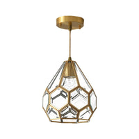 8/10 Inch Wide 1 Light Pendant Lighting Fixture Brass Glass - Rebooters