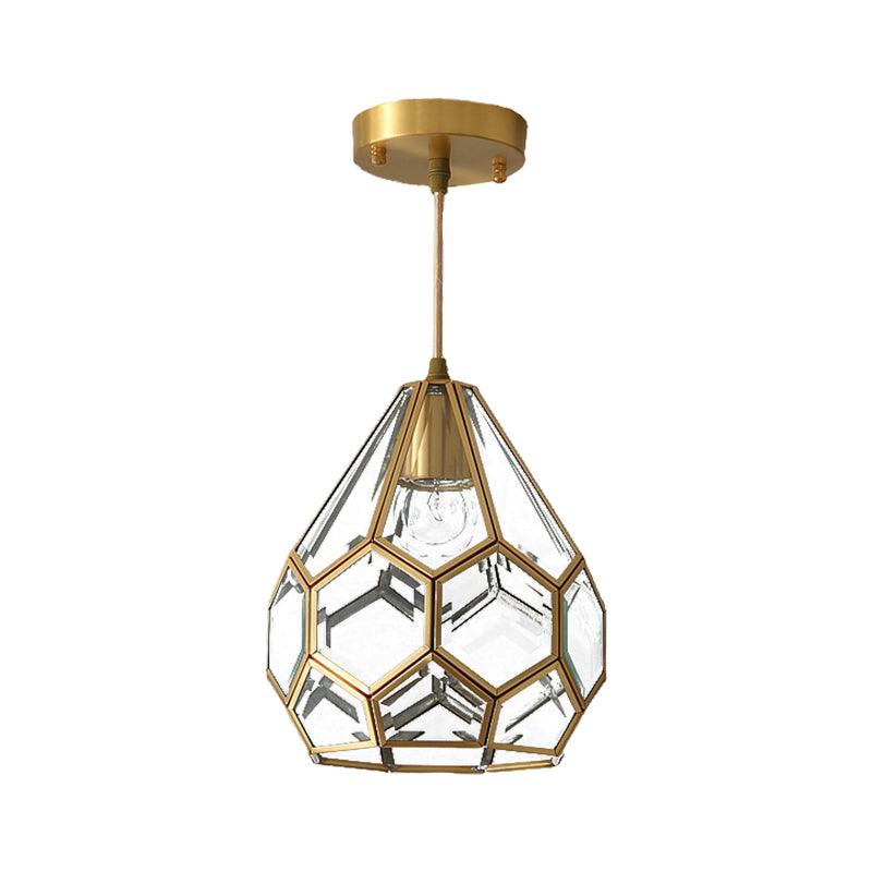 8/10 Inch Wide 1 Light Pendant Lighting Fixture Brass Glass - Rebooters