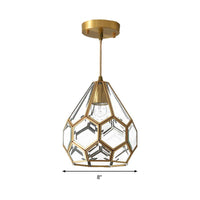 8/10 Inch Wide 1 Light Pendant Lighting Fixture Brass Glass - Rebooters