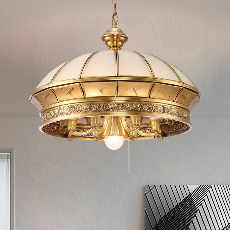7 Lights Frosted Glass Chandelier Lighting Colonial Brass - Rebooters