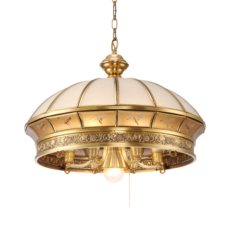 7 Lights Frosted Glass Chandelier Lighting Colonial Brass - Rebooters