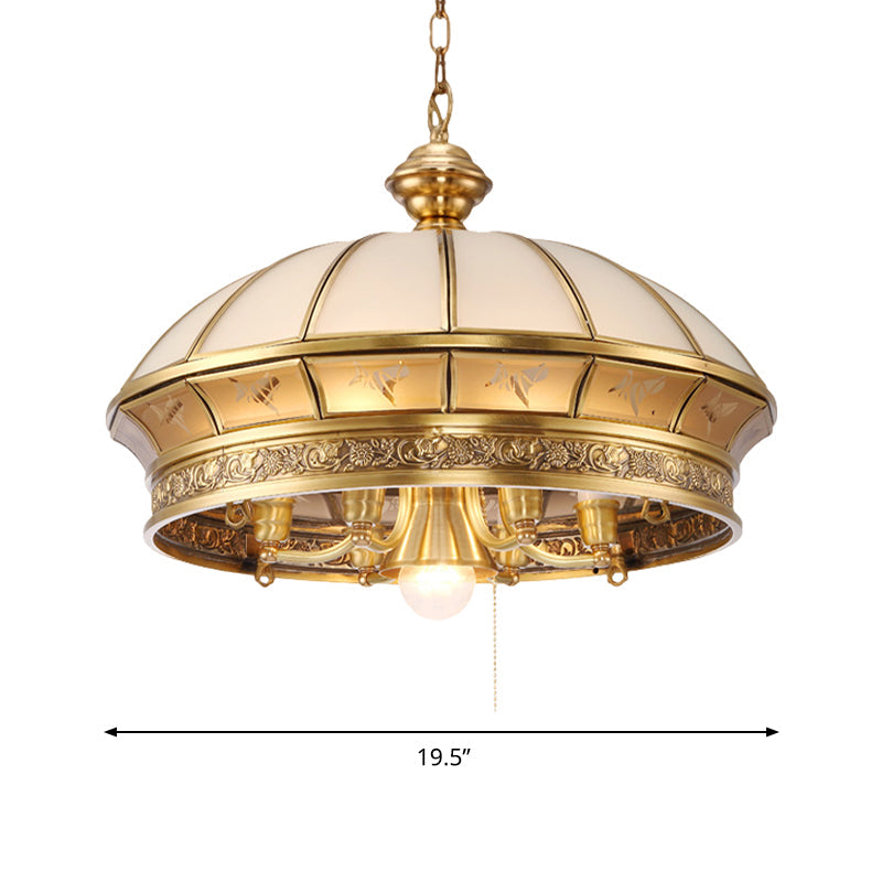 7 Lights Frosted Glass Chandelier Lighting Colonial Brass - Rebooters