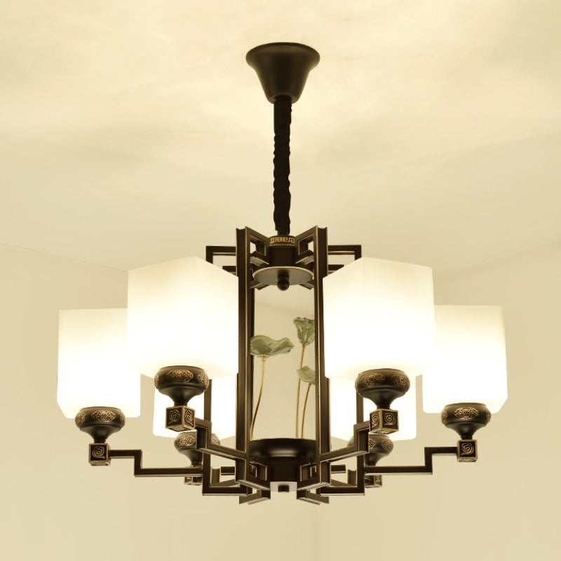 Square Metal Chandelier Traditional Style 6/8/10 Lights Black - Rebooters