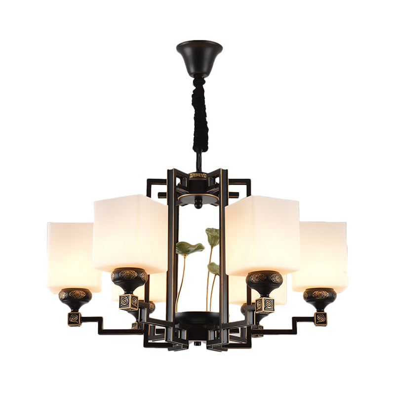 Square Metal Chandelier Traditional Style 6/8/10 Lights Black - Rebooters
