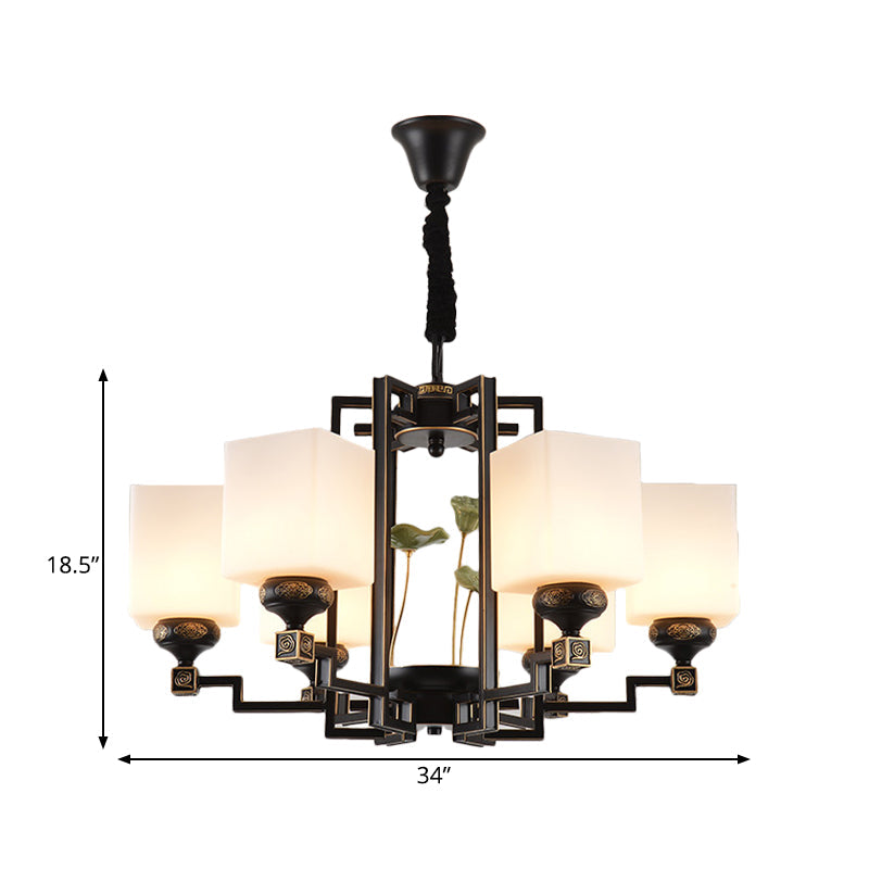 Square Metal Chandelier Traditional Style 6/8/10 Lights Black - Rebooters
