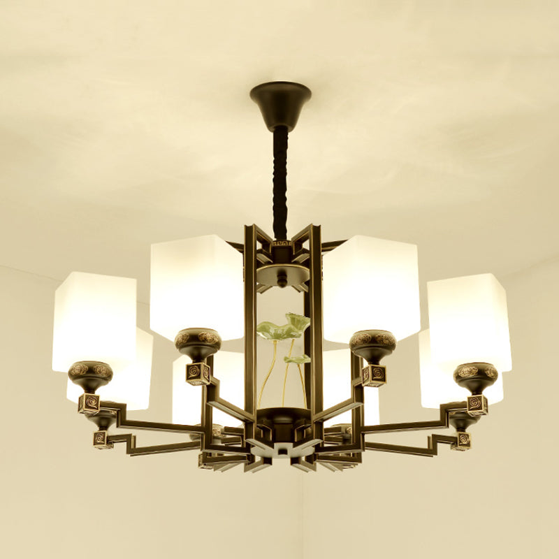 Square Metal Chandelier Traditional Style 6/8/10 Lights Black - Rebooters