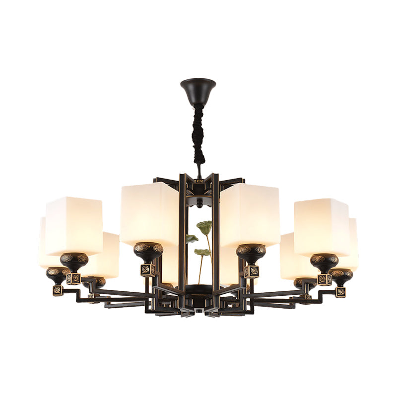 Square Metal Chandelier Traditional Style 6/8/10 Lights Black - Rebooters