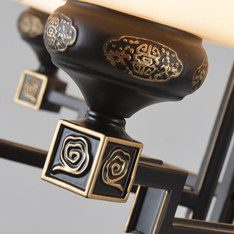Square Metal Chandelier Traditional Style 6/8/10 Lights Black - Rebooters
