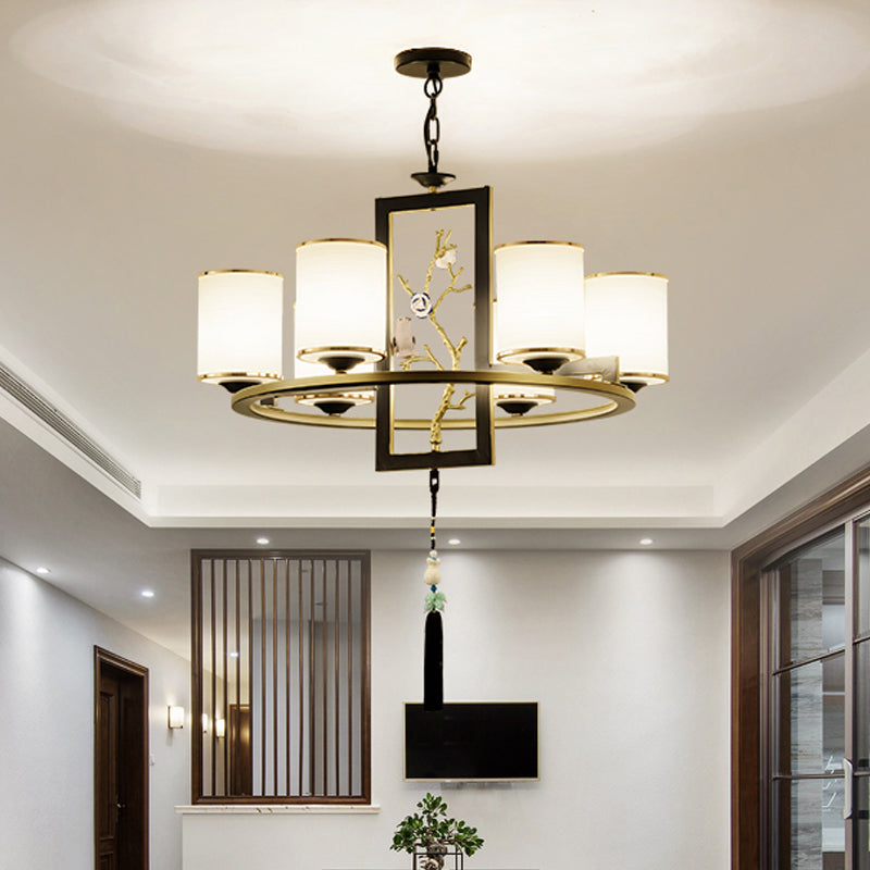 Metal Cylinder Chandelier Lighting Classic 6/8/10 Lights Black Gold - Rebooters
