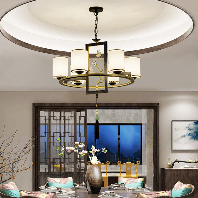 Metal Cylinder Chandelier Lighting Classic 6/8/10 Lights Black Gold - Rebooters