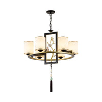 Metal Cylinder Chandelier Lighting Classic 6/8/10 Lights Black Gold - Rebooters