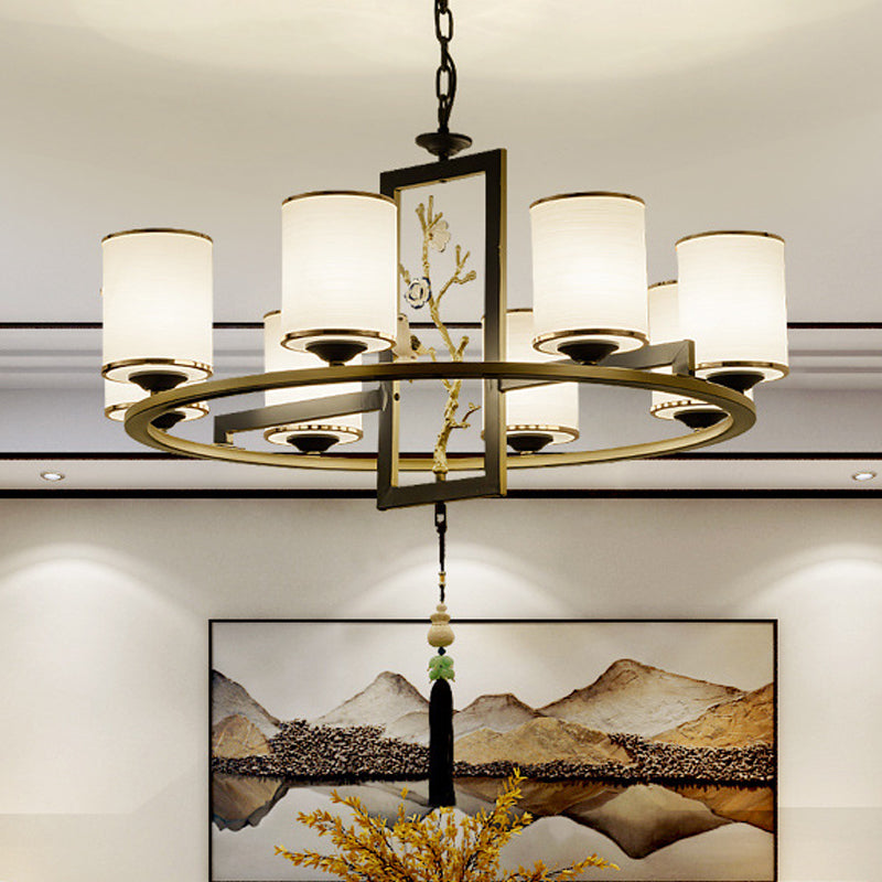 Metal Cylinder Chandelier Lighting Classic 6/8/10 Lights Black Gold - Rebooters
