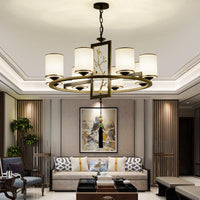 Metal Cylinder Chandelier Lighting Classic 6/8/10 Lights Black Gold - Rebooters