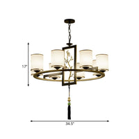 Metal Cylinder Chandelier Lighting Classic 6/8/10 Lights Black Gold - Rebooters