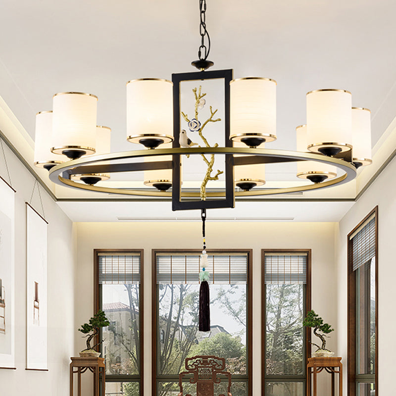 Metal Cylinder Chandelier Lighting Classic 6/8/10 Lights Black Gold - Rebooters