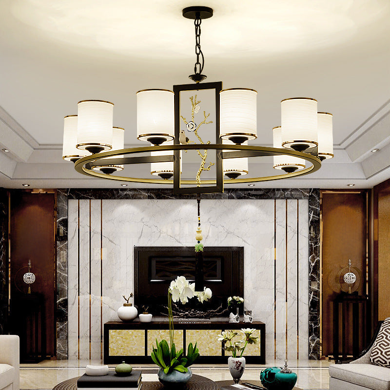 Metal Cylinder Chandelier Lighting Classic 6/8/10 Lights Black Gold - Rebooters