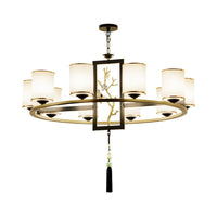 Metal Cylinder Chandelier Lighting Classic 6/8/10 Lights Black Gold - Rebooters
