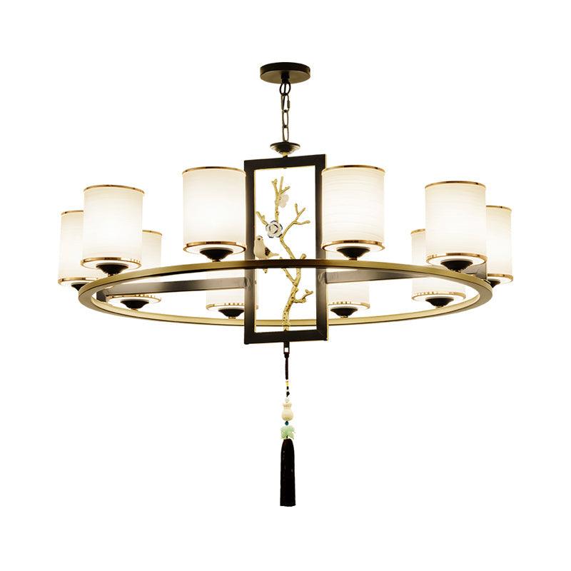 Metal Cylinder Chandelier Lighting Classic 6/8/10 Lights Black Gold - Rebooters