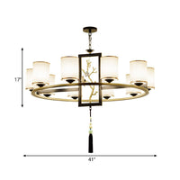 Metal Cylinder Chandelier Lighting Classic 6/8/10 Lights Black Gold - Rebooters
