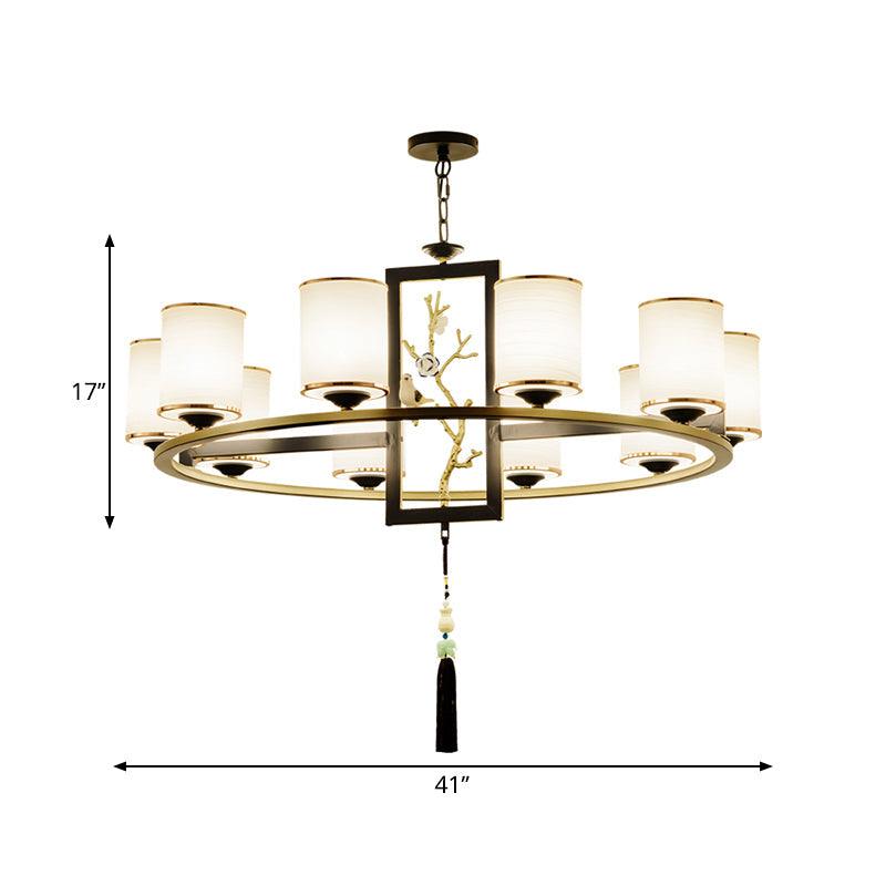 Metal Cylinder Chandelier Lighting Classic 6/8/10 Lights Black Gold - Rebooters