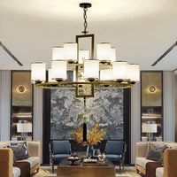 Metal Cylinder Chandelier Lighting Classic 6/8/10 Lights Black Gold - Rebooters